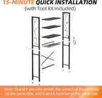 Over-The-Toilet Storage Rack, 4-Tier Bathroom Organizer Shelf Over Toilet with Adjustable Shelf and Basket, Freestanding Space Saver Bathroom Shelves Above Toilet for Room (Pure Black)
