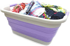SAMMART 41L Collapsible Plastic Laundry Basket - Foldable Pop Up Storage Container/Organizer - Portable Washing Tub - Space Saving Hamper/Basket (1, Grey/Lt. Purple)