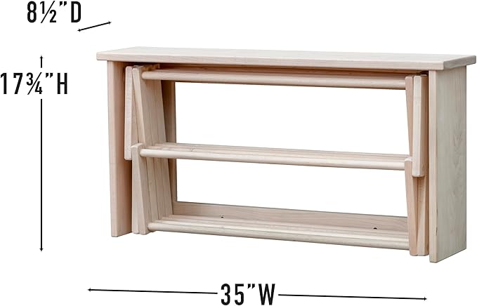 Pennsylvania Woodworks Extra Large Wall Clothes Drying Rack ~ Heavy Duty Solid Maple Hardwood, Folding, Collapses to 35" x 20" x 8", Hand Built in USA, Unfinished