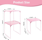 Locker Organizer Shelf Stackable Extra Locker Shelf for School Locker Organizer Storage Cabinet Accessories Suitable for School, Office, and Home use (1, Light Pink)