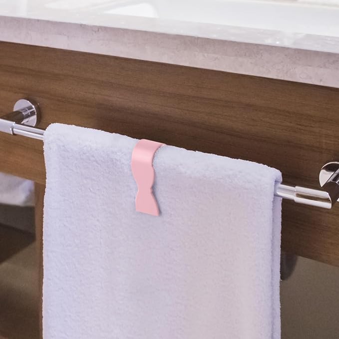 Towel Clips for Kitchen (4 Pack) - Keeps Towel from Falling - Suitable for Kitchen，Oven Handle, Bathroom Towel Rack, Dishwasher，Stove - No More Towels on The Floor - Pink