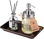 Vintage Farmhouse Decor Metal Vanity Tray(2 Pack),Countertop Guest Hand Towel Storage Organizer Tray Dispenser, Sturdy Holder for Perfume,Cosmetics, Jewelry, Makeup Bathroom Organizer (Bronze)