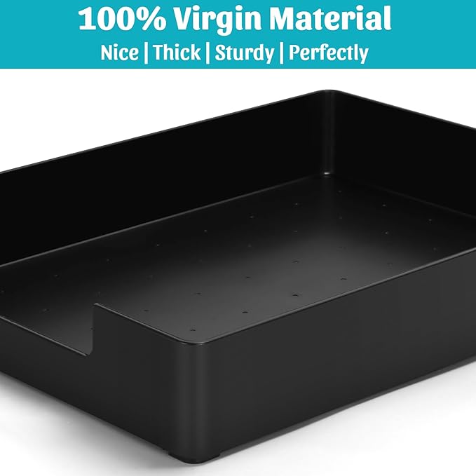 Letter-Size Tray Desk Letter Tray Paper Tray, Sturdy Heavy-Duty Plastic Printer Paper Tray, Single-Tier Stackable File Storage Organizer for Office Home (Black)