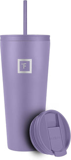IRON °FLASK Classic Tumbler - Vacuum Insulated Stainless Steel Water Bottle, Double Walled, Drinking Cup, Insulated Travel Mug (Lavender, 32 oz Solid Lid)