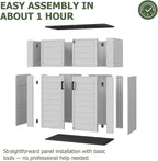 Aoxun 61 Cu.Ft Outdoor Storage Shed, Widened Outdoor Storage Cabinet Waterproof Vertical Resin Shed with Floor for Patio, Garden Tools, Pool Equipment, Easy to Assemble (White)