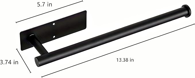 Paper Towel Holder Under Cabinet No Drilling, Self Adhesive Paper Towel Holder Wall Mount for Kitchen Rack,Under Cabinet Paper Towel Holder, RV, 304 Stainless Steel（Black）
