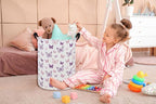 ESSME Butterfly Laundry Basket,Kids Hamper Collapsible Canvas Waterproof Storage Bin for Girls, Nursery Hamper,Gift Baskets,toy bins(Purple Butterfly)