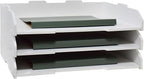 A3 Stackable Paper Tray, 3 Tier Desk File Organizer, Desktop Organizer for Office Supplies, File Storage, Letter Organizer /A3 Office File Folder,Home or Office School, White (Landscape-White-3-Tier)