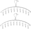 Clothes Drying Rack with 10 Clips, 2 Pack Laundry Drying Rack with Clothes-pegs, Stainless Steel Underwear Hangers for Drying Socks, Bras, Towel, Baby Clothes Hanger Windproof Hanging Clothes Pins