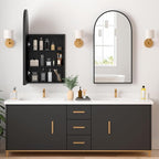 Medicine Cabinets for Bathroom, Black Arched Medicine Cabinet Recessed or Surface Wall-Mounted,Modern Bathroom Vanity Mirror with Storage, Mirrored Cabinet with Adjustable Shelves,16x31 Inch