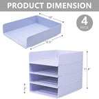 Tiawudi Desk Organizer, Office Organization and Storage, Plastic Letter Tray, Stackable File Organizer for Classroom, Home, Documents, Notes, Folders, Books and Pens, 4 Tier
