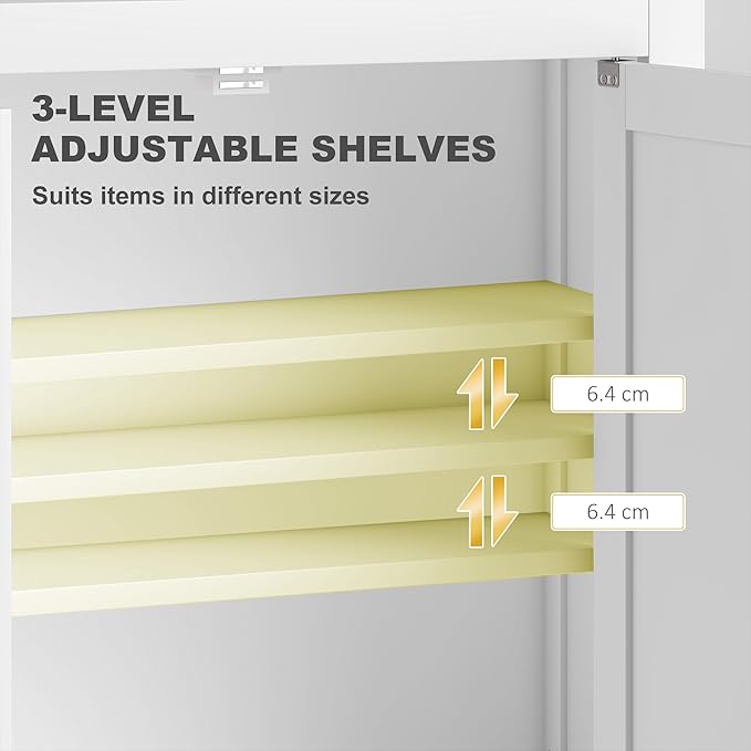 HOMCOM Bathroom Wall Cabinet, Modern Medicine Cabinet Wall Mounted, Over The Toilet Space Saver with 2 Doors and 2 Adjustable Shelves, White
