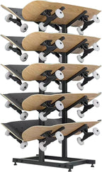 Generic Skateboard Rack, Five-Layer Double-Sided Metal Skateboard Rack Wall Mount, Skateboard Storage Rack for Scooter/Skateboards/Skis Skateboard Display Rack Stand for Garage & Shop, Black