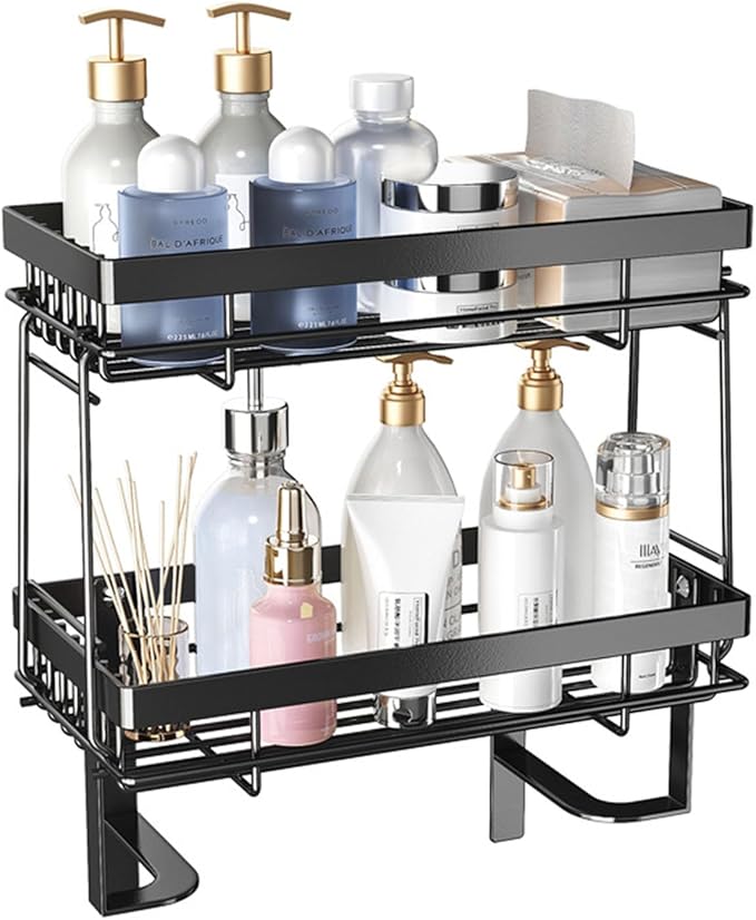 2-Tier Bathroom Over The Toilet Storage Shelf, Large Capacity No Drilling Bathroom Organizer, for Bathroom