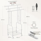 Towel Racks for Bathroom, 42" H 3-Tier Durable White Reinforced Alloy Stand with Wheels and Basket, Free Standing Towel Rack, Multi-Use Blanket Rack for Indoor/Outdoor Bathroom Display