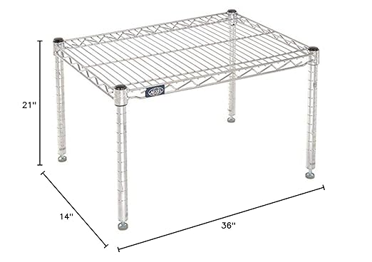 Nexel Commerical Wire Shelf Platform Dunnage Storage Rack, 21" x 36" x 14", Chrome