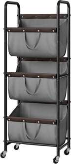 GRANNY SAYS 3 Tier Laundry Sorter, Laundry Hamper with Wheels, Laundry Room Organization and Storage, 3 Section Rolling Laundry Cart for Dorm, Bathroom, Bedroom, Closet, Grey