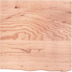 vidaXL Countertop-Treated Solid Oak Wood-Bathroom Vanity Top-Deskl Natural Light Brown-Live Edge Design-Measures 23.6"x23.6"x(0.8"-1.6")