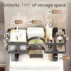 Over Toilet Storage Shelf No-Drill Floating Shelf with 3 Hooks, Easy Install Space-Saving Bathroom Organizer, Fits Most Toilets (No Block Flush Button), for Towels, Toilet Paper, Decor (White)