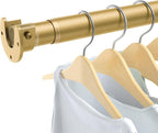 Closet Rods for Hanging Clothes, 17 to 69 Inch Heavy Duty Stepless Adjustable Closet Hanging Rod, 1.3 Inch Diameter Metal Closet Rod for Wardrobes Laundry Bedroom RV, Gold