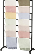 Metal Scarf Display Stand with 360 Swivel Caster Wheels, Movable Freestanding Scarf Floor Standing Display Rack, Belt Shawl Hijab Organizer for Boutique Display, Commercial Home