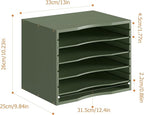 Bamjoy Bamboo 5 Tier Desktop Organizer, Paper Organizer Mail Sorter, File Holder Letter Document Storage with Adjustable Shelves for School Home Office, Forest Green
