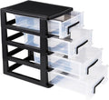 Angoily 4 Drawer Desk Organizer, Plastic Home Office Storage Organizer, Makeup Organizer Storage Station Cube, Cosmetics Jewelry Storage Box, 4 Drawer for Bathroom, Desk, Office (8.31x5.98x9.92 Inch)