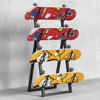 Metal Ski and Snowboard Storage Rack - Floor Display Stand for Garage/Shop, Silver, 30x123cm - Durable Ski Mount for Organized Snowboard Storage