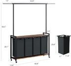 4-Section Rolling Laundry Sorter Hamper with Hanging Rack, Shelf, and Lockable Wheels, 4 x 11.7 gal (44.3L) Basket Organizer and Folding Station for Bedroom or Bathroom