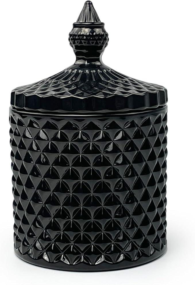 Colorful Glass Jar With Lid,Candy Cookie Jars,Jewelry Box,Buffet Biscuit Containers Food Storage,Decorative Jar,Gothic Decor(Black)