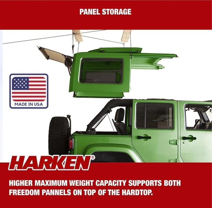 HARKEN - Truck Cap Overhead Garage Storage Hoist, Self-Leveling, Safe Anti-Drop System, Easy One-Person Operation, Smart Garage Organization - 7806.12