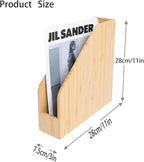 2 Pack Bamboo File Folder Holder Book Holder Frames Document Cabinet Rack Storage Organizer Small Magazine Shelf for Home ,Office