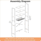 Over-The-Toilet Storage Rack, 4-Tier Bathroom Organizer Shelf Over Toilet with Adjustable Shelf and Basket, Freestanding Space Saver Bathroom Shelves Above Toilet for Room (Pure White)