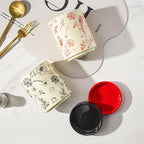 WAIT FLY Vintage Floral Porcelain Kitchen Utensil Holder with Bottom Flatware Storage Organizer Utensil Crock for Countertop Kitchen Counter Decor-Red