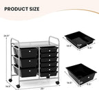 GOFLAME 9-Drawer Rolling Storage Cart, Mobile Utility Cart with Removable Drawers & Metal Frame, Art Craft Organizer Cart with Lockable Wheels, Storage Drawer Cart for Home Office School, Black