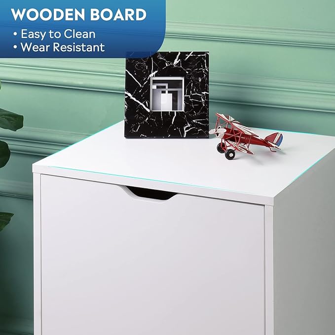 DEVAISE Wood File Drawers, Mobile Chest with 5 Drawer and 1 Door, Rolling Filing Drawer for Home Office, White