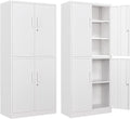 Letaya Metal Storage Cabinet with Lock Door, Adjustable Shelf Steel Cabinets for Office, Home,Pantry,Kitchen,Garage Utility Cabinet (4 Door-White)
