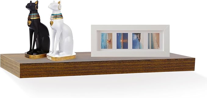 Floating Shelves for Wall, Wall Mounted Rustic Wood Shelves for Bathroom, Bedroom, Living Room, Kitchen, Hanging Shelf for Books/Storage/Room (Brown Wood Grain, 23.6")
