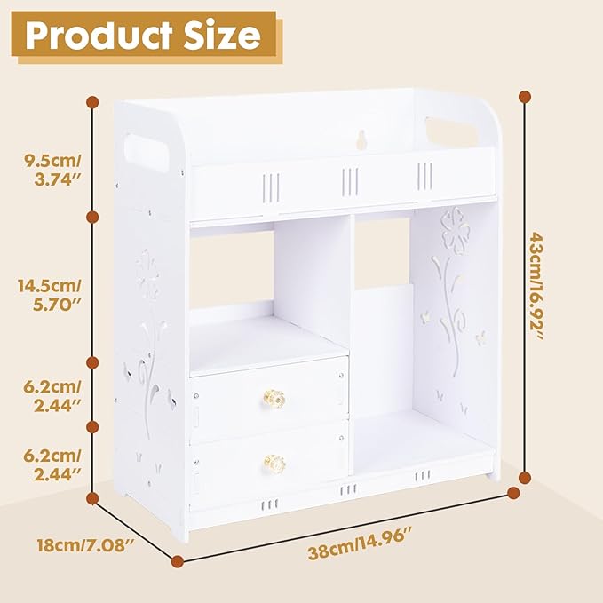 ShellKingdom Over The Toilet Storage Cabinet, Wall Mount Bathroom Cabinet, Narrow Bathroom Wall Cabinet with Doors and Shelf for Towel, Toilet Paper Storage, 16.9 x 14.96 x 7.08 inch