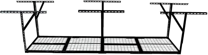 2x8FT Overhead Garage Storage Rack, Adjustable Ceiling Mounted Heavy Duty Metal Organization System, 22-40 Inch Height Dropdown, 450lbs Capacity, Black