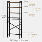 Over The Toilet Storage Cabinet, 4-Tier Bathroom Organizers and Storage with Adjustable Shelves, Freestanding Over-The-Toilet Shelf for Restroom, Laundry, Rustic Brown