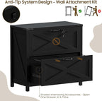 Lateral File Cabinet with 2 Large Drawers, Farmhouse File Cabinet with Lock for Letter/Legal/A4 Size Hanging Files, Wood File Storage Cabinets Printer Stand for Home Office Cabinets, Rustic Black