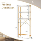Tangkula Over The Toilet Storage, 3-Tier Toilet Rack Bathroom Space Saver with 4 Hooks & Adjustable Bottom Bar, Freestanding Bathroom Organizer Shelf Over Toilet for Restroom Balcony Laundry (White)