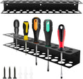 12.6" Screwdriver Holder Wall Mount with 23 Holes, Hand Tools Organizer, Heavy Duty Metal Utility Storage Rack for Pliers Small Tools, Garages Homes Workshops Shed Use(COLOR:Black)