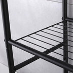 3-Tier Bathroom Over The Toilet Storage Rack Free Standing Metal Frame Shelf Organizer, with 4-Hooks, Black