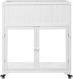 35.4'' x 17.7'' x 37.4'' Wooden Cold Frame with Double Doors and Wheels, Raised Garden Bed with Liner for Outdoor and Indoor Plants, White