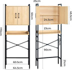 Karl home Over The Toilet Storage Cabinet with Double Doors, Bathroom Space Saver Toilet Paper Holder & Hook, Adjustable Shelf & Bottom Bar, Open Storage Cube, Organizer for Laundry, Restroom
