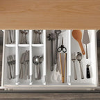 ANTOWIN Expandable Bamboo Drawer Dividers, Drawer Separators,17-22 inches Adjustable Spring-loaded Organizer for Large Utensil, Clothes, Tools Drawers, 6Pack (White)