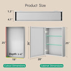 20 x 26 Medicine Cabinet Mirror, Mount or Recessed Bathroom Mirror with Storage, Aluminum Framed Medicine Cabinet with Adjustable Shelves for Bathroom Vanity Modern Farmhouse
