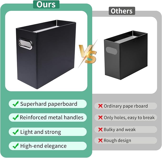 Collapsible File Organizer Box with Handle,12.20x5.11x9.84Inches, Filing Organizer for Home or Office, Small Portable File Box(1 Pack, Black)